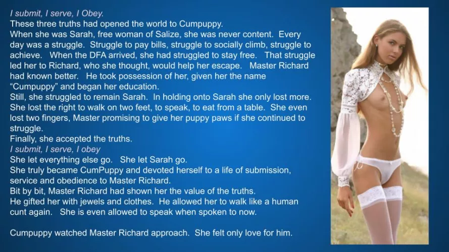 Cumpuppy learns her truth in the new order.