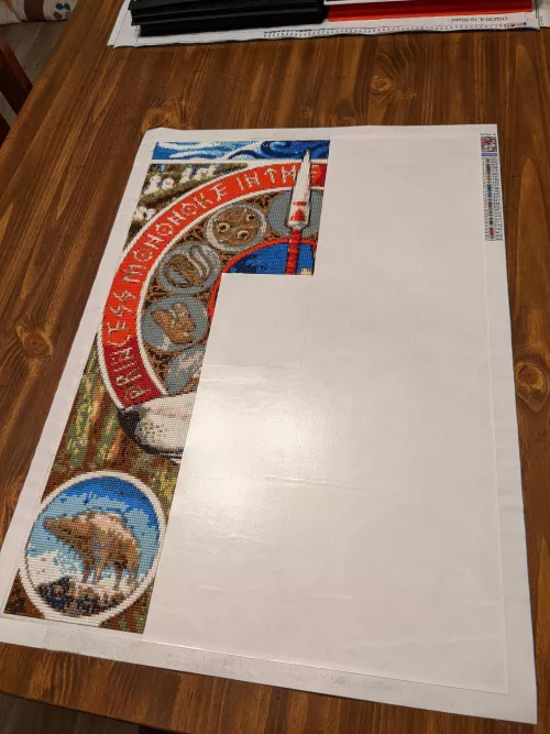 Current project I'm working on right now. 50×70cm diamond painting from Princess Mononoke