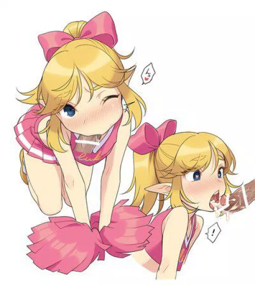 Cute cheerleader Link sucking a popsicle