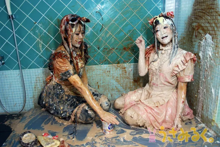 Cute girls after a cute little food fight