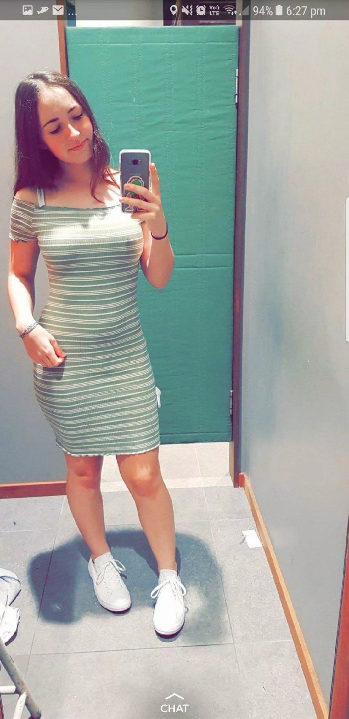 Cute green striped dress 💚 [f]