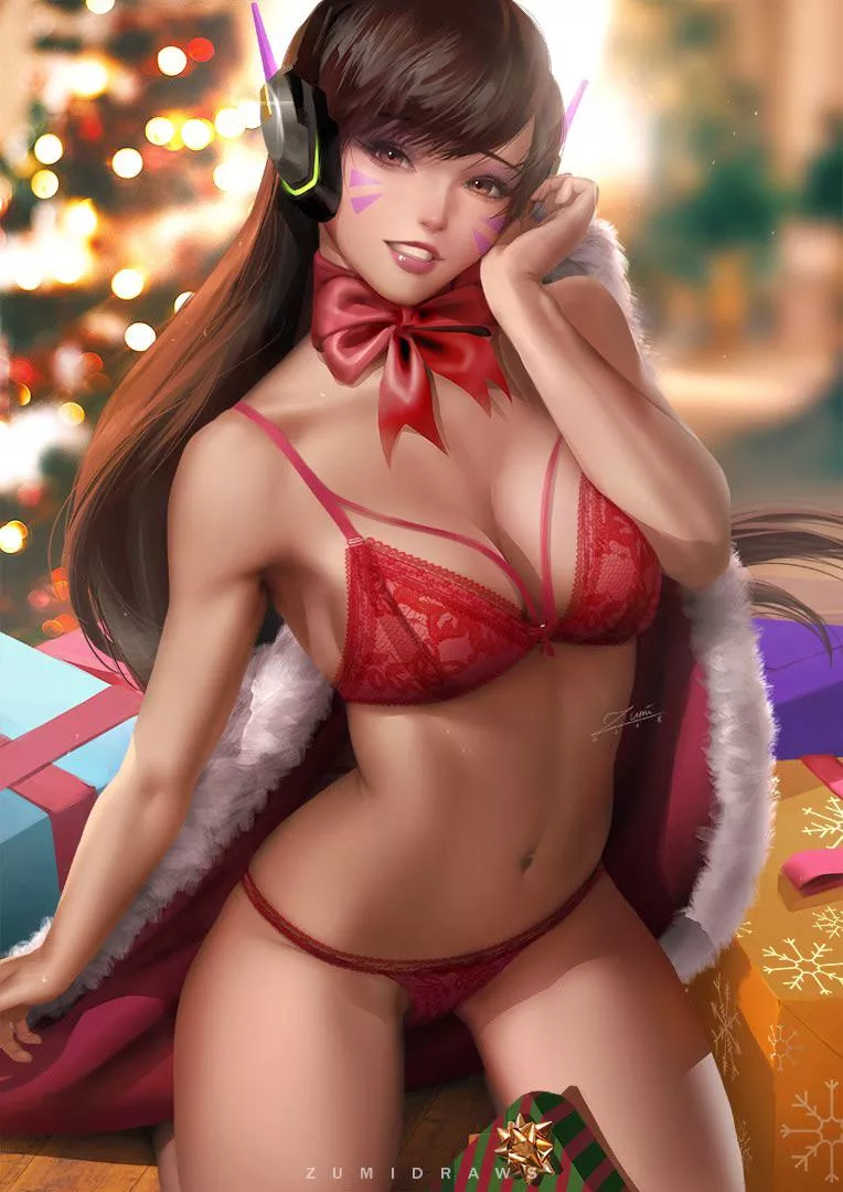 Cute holiday D.Va (ZumiDraws)