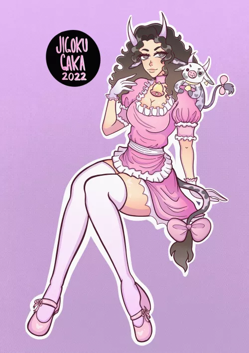Cute Maid Cow girl~💖 (art by me)