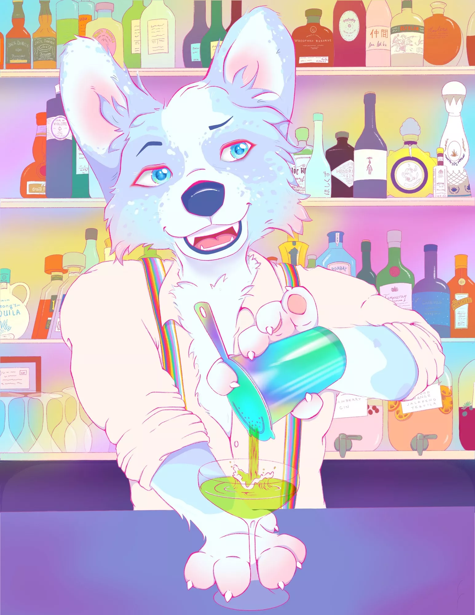 Cyan the Corgi (art by me @pixelpeachii on IG)