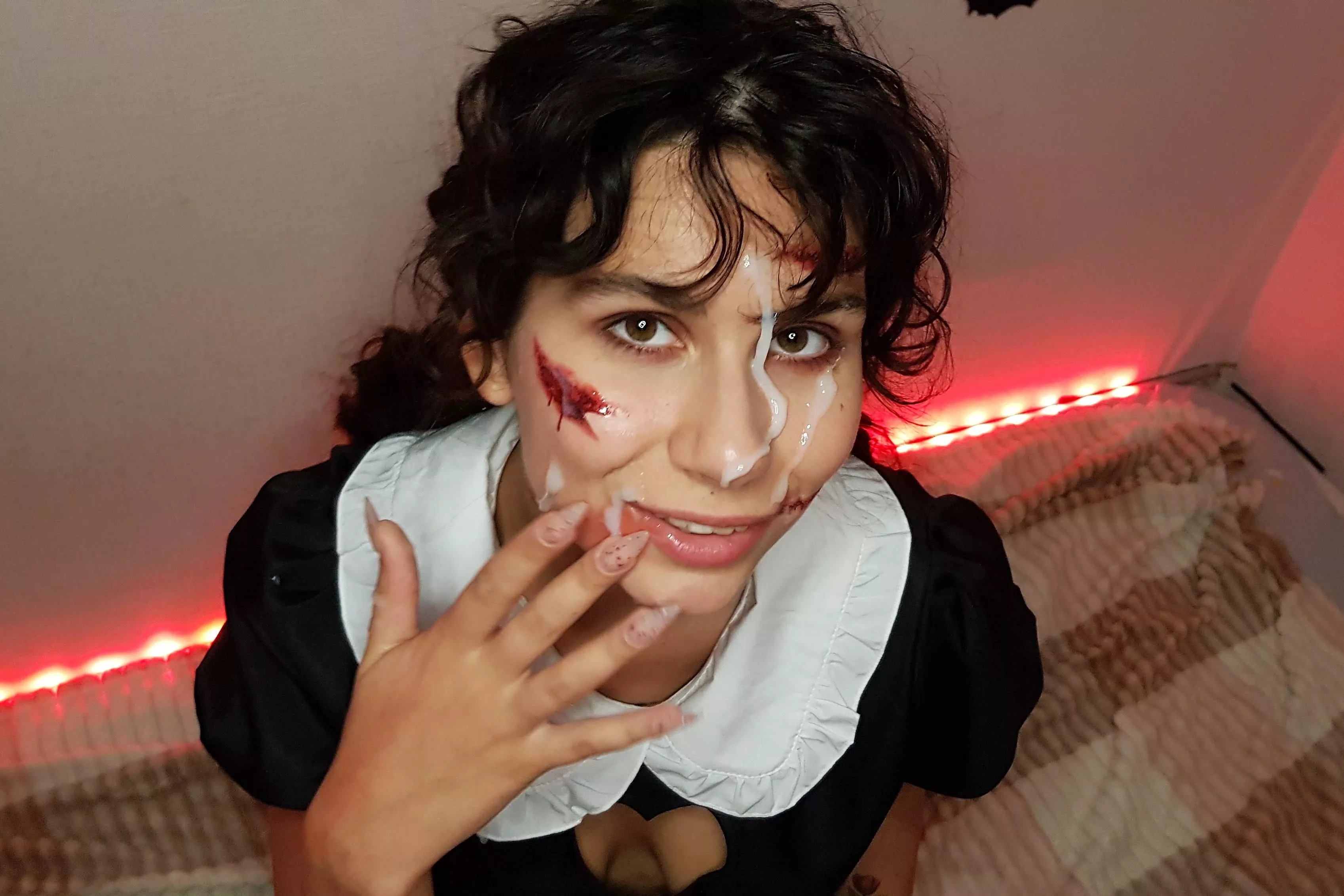 Daddy helped with Halloween makeup Daddy helped with Halloween makeup