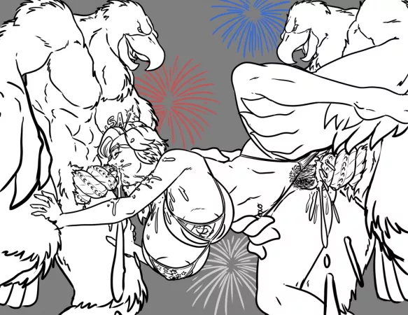 Damia's mom Cat Marcheur celebrates Independence Day a little *too* hard... (Chocboa) [E.Z. McCain's Beastiverse]