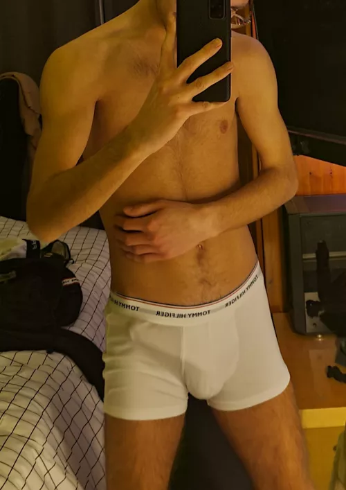 Damn white boxers really show all hahaha