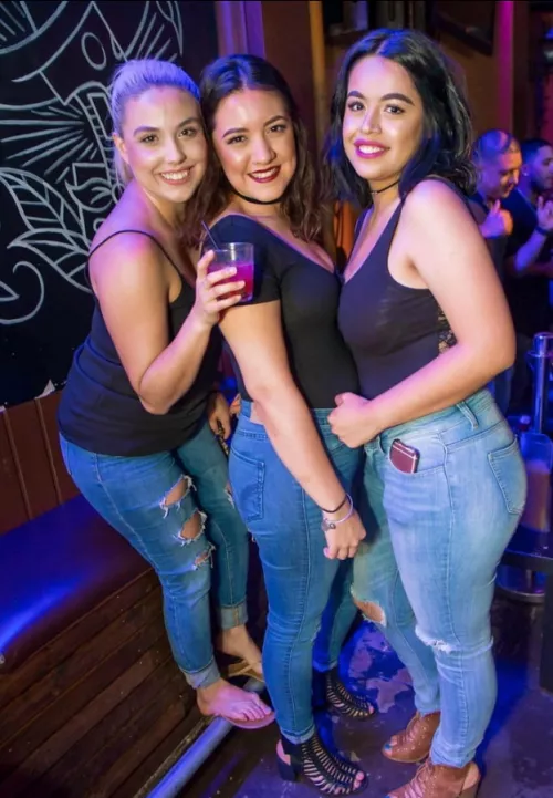 Denims and black tops Denims and black tops