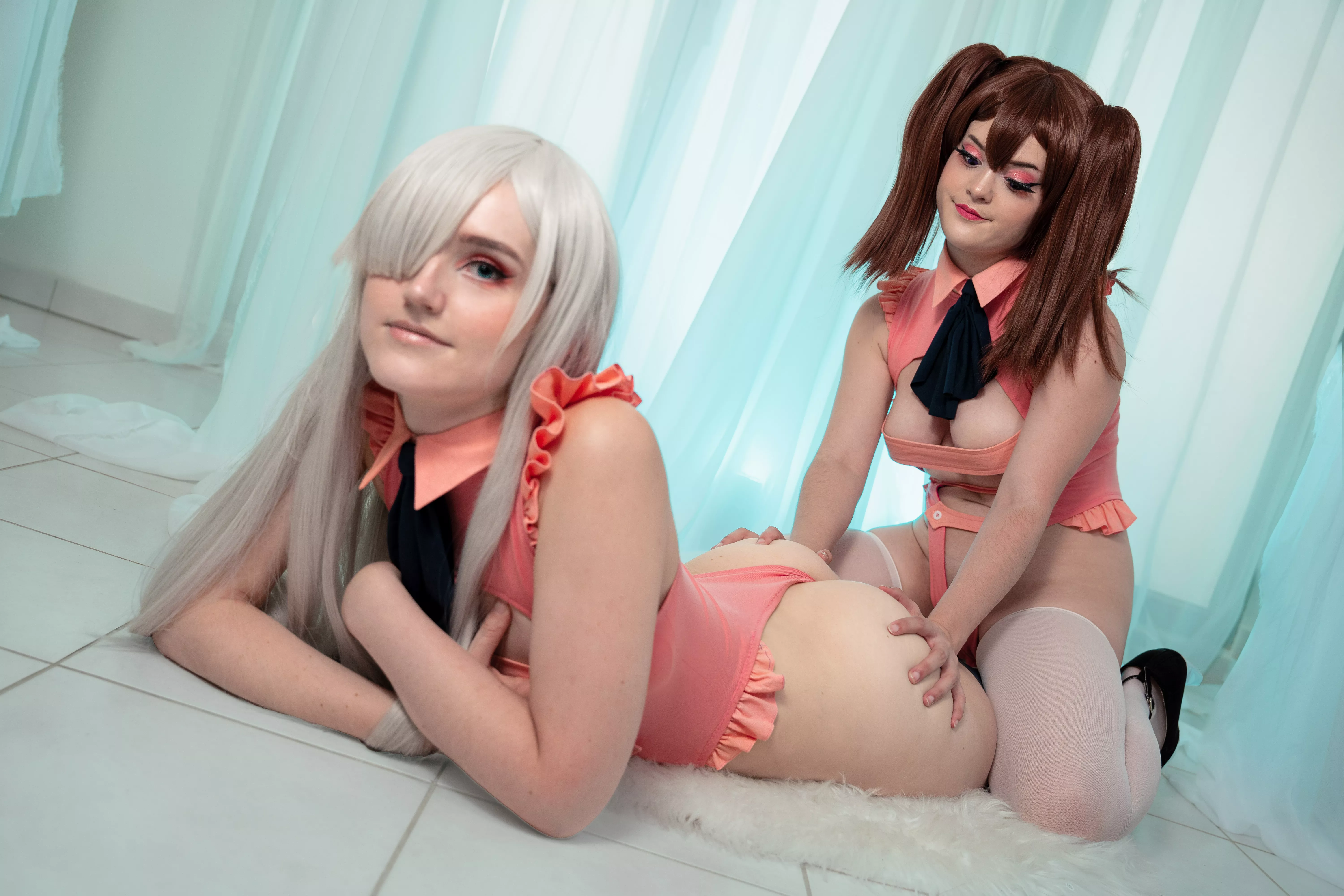 Diane & Elizabeth in lingerie inpired by Boar hat waitress outfit from SdS by AckyFoxy & Soalianna