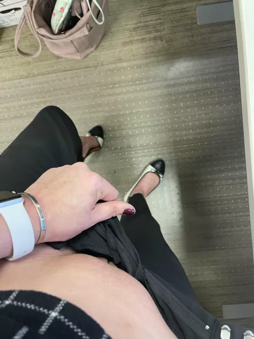 Didn’t have time to find panties this morning. Standing at my office desk. Didn’t have time to find panties this morning. Standing at my office desk.