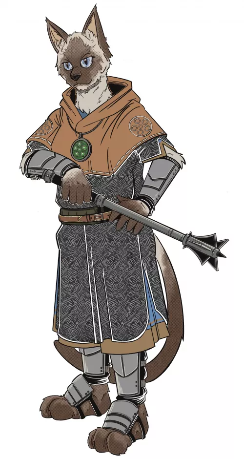 DnD Character Commission - Siamese Tabaxi Paladin - Art by Brenton Barnes