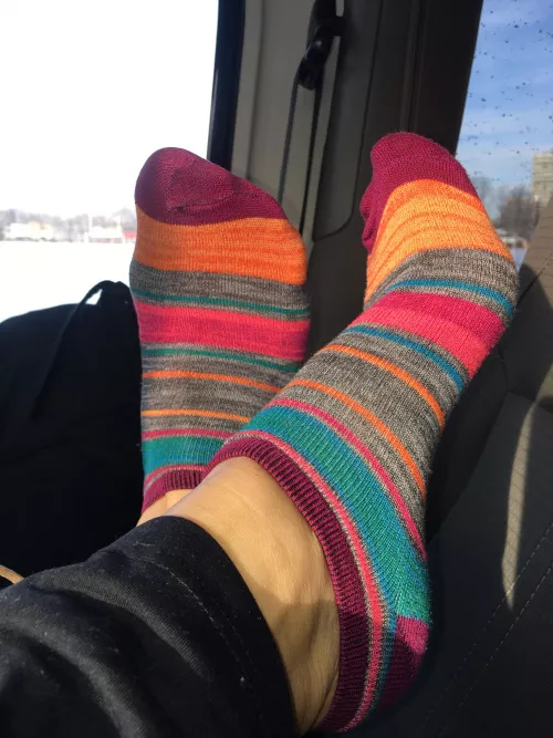 Do you like my striped colored socks?