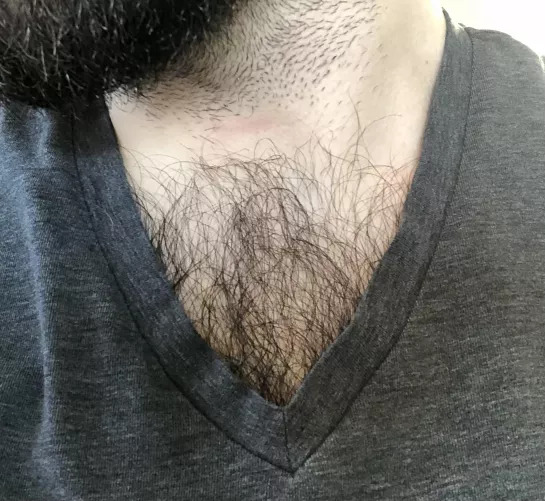 Do you mind if my V neck shows this much chest hair while weβre hanging out?