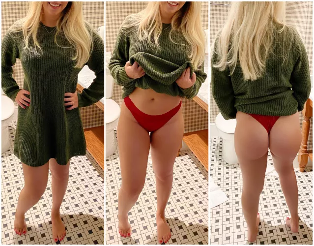 Do you prefer my (25F) date night attire on or off???