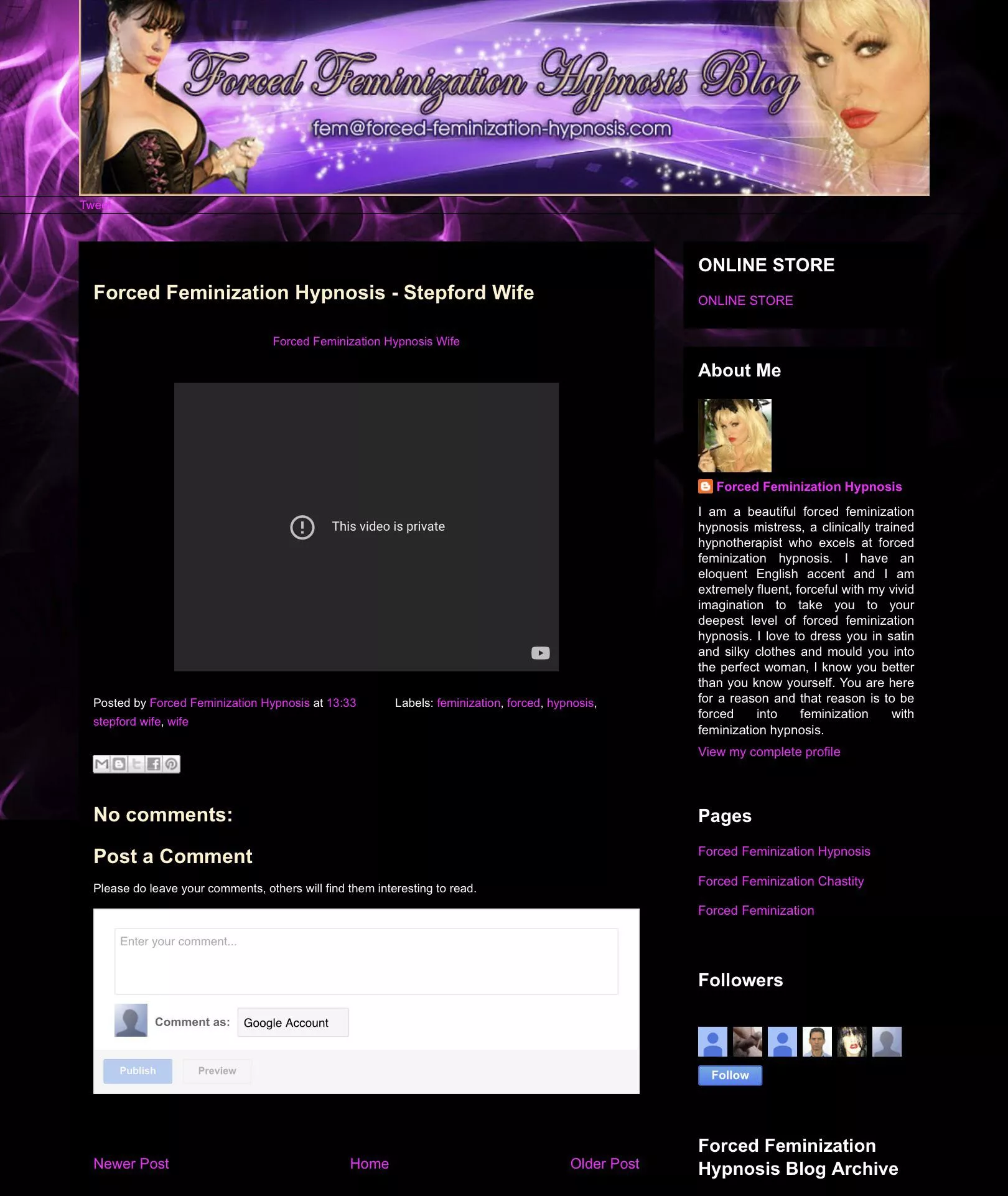 Does anyone have any links to any forced feminization hypnosis videos?