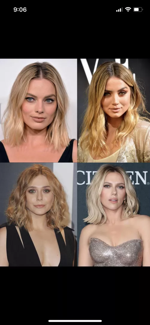Dominate me as one of these hotties. Margot Robbie, Ana De Armas, Elizabeth Olsen, Scarlett Johanson Dominate me as one of these hotties. Margot Robbie, Ana De Armas, Elizabeth Olsen, Scarlett Johanson