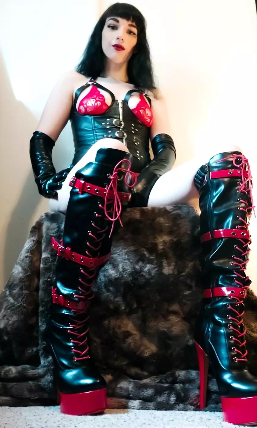 [Domme] Under my heel is where you belong, slave. Now bend down and kiss my boot.