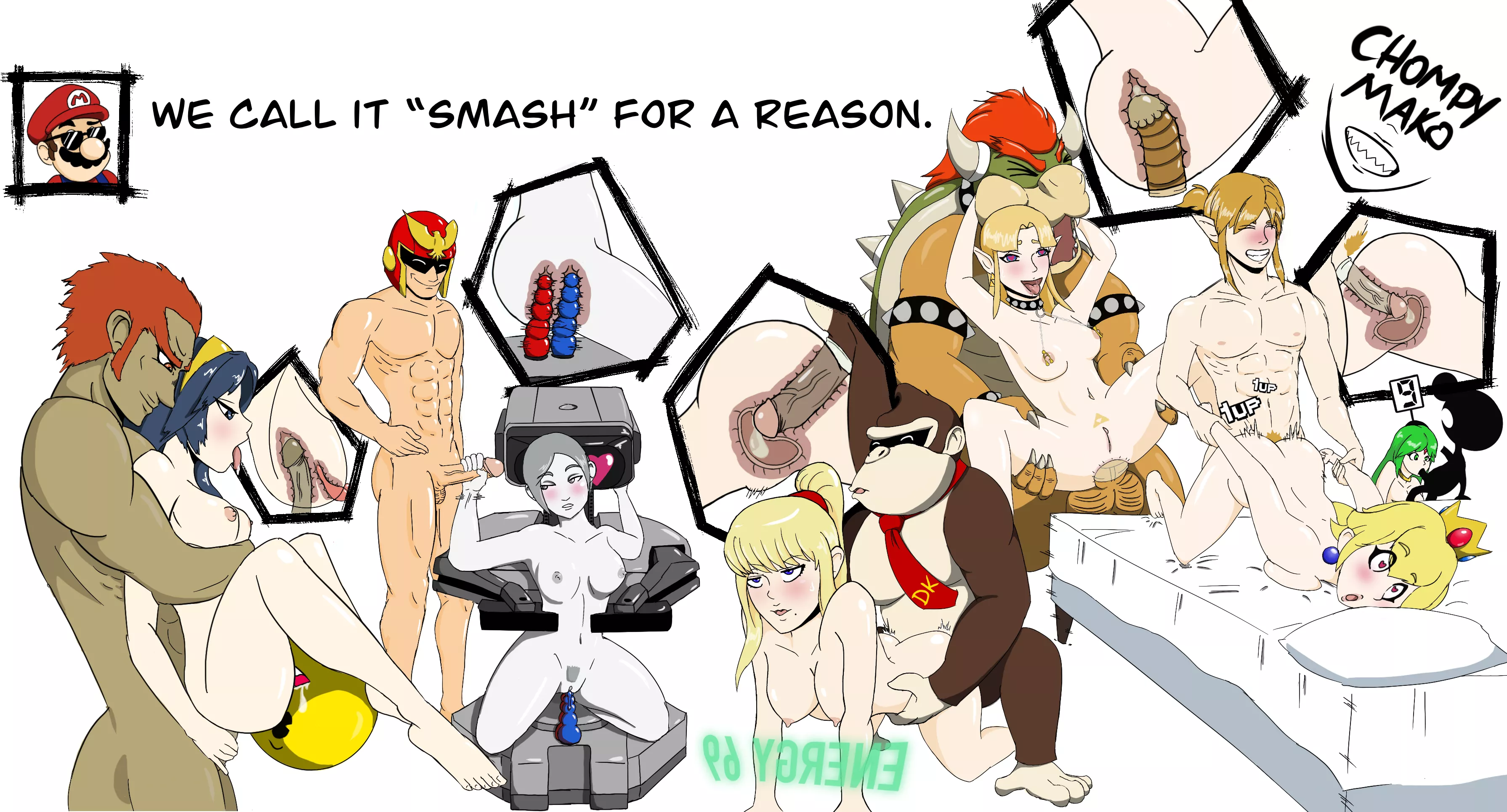 3581px x 1930px - Donkey Kong, Link, Bowser, ROB, Captain Falcon, PacMan, Gannondorf, and  Game n Watch, fucking: Samus, Peach, Zelda, Wii Fit Trainer, Lucina, and  Palutena. (ChompyMako) OC nudes : smashbros34 | NUDE-PICS.ORG