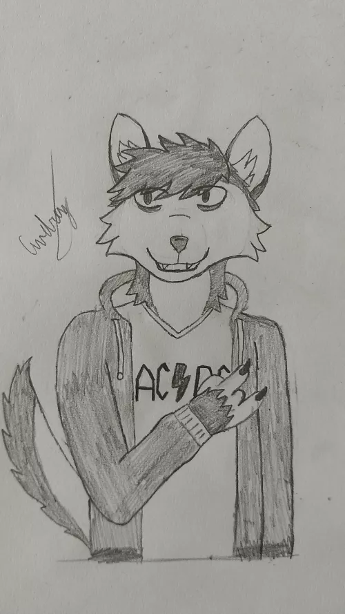 Don't ask with animal is he, even I don't know... But he likes AC/DC