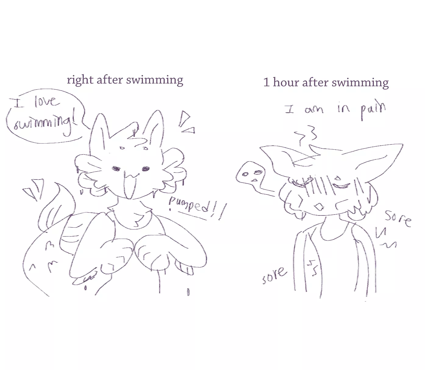 don't forget to stretch after swimming [art by me]