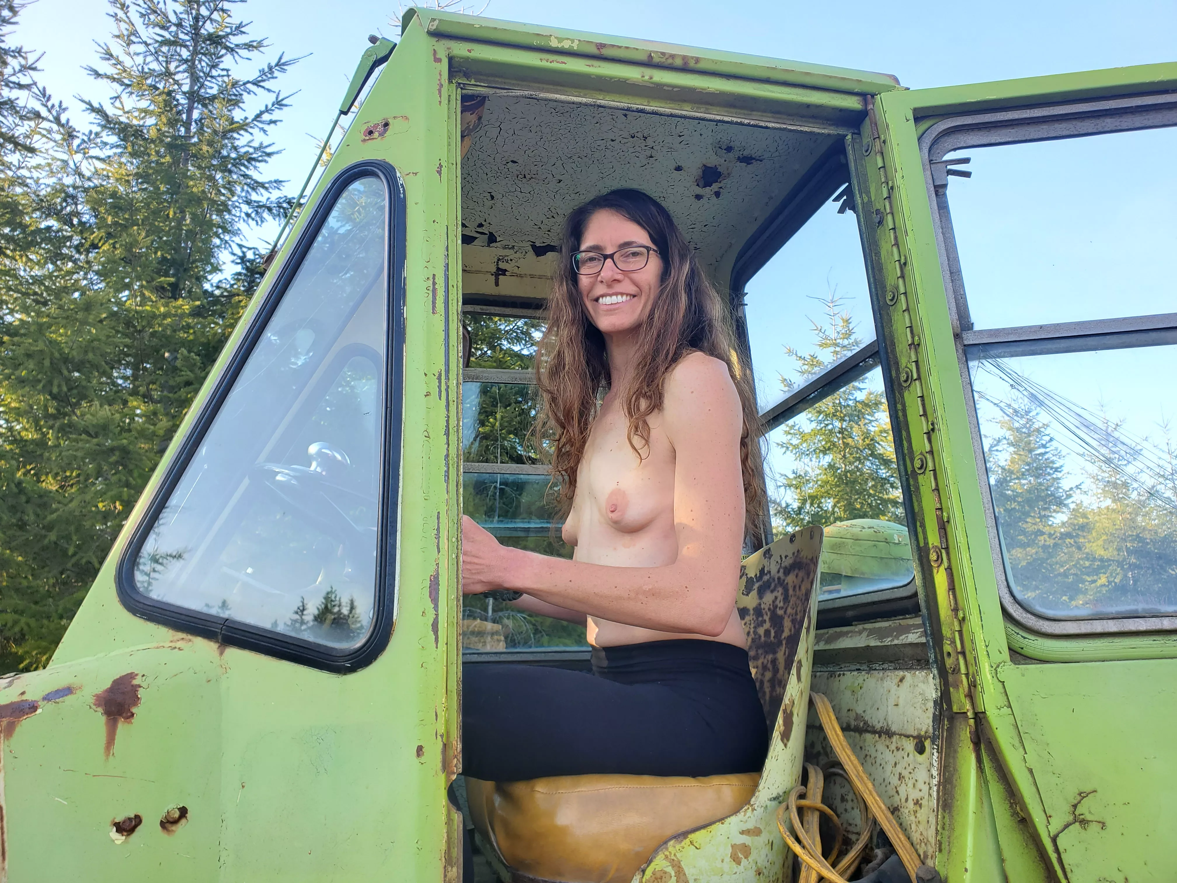 Don't leave unlocked logging equipment in the forest if you don't want my wife taking off her shirt, hopping up in the cab, and making  Don't leave unlocked logging equipment in the forest if you don't want my wife taking off her shirt, hopping up in the cab, and making