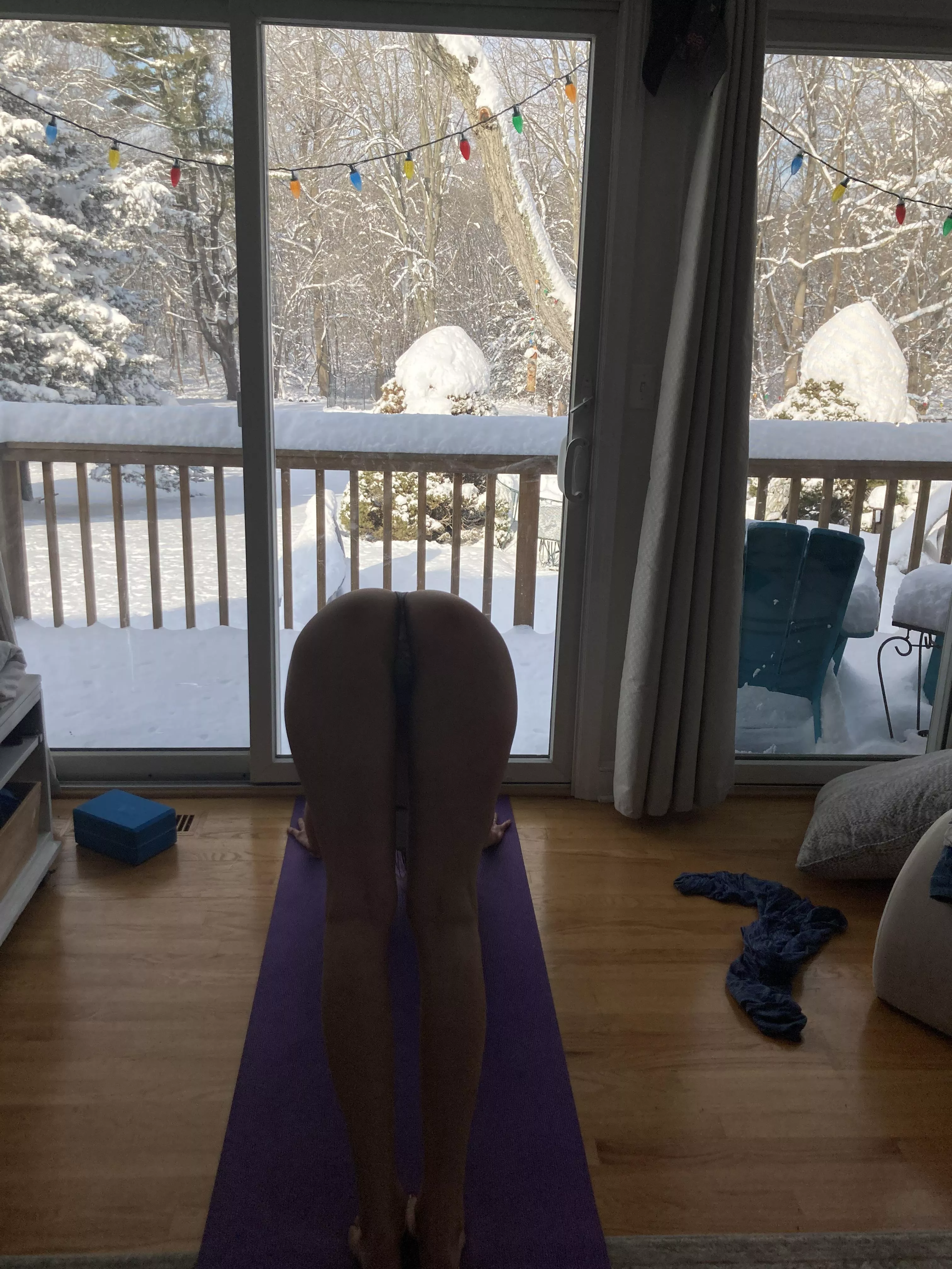 Downward dog and fresh snow Downward dog and fresh snow