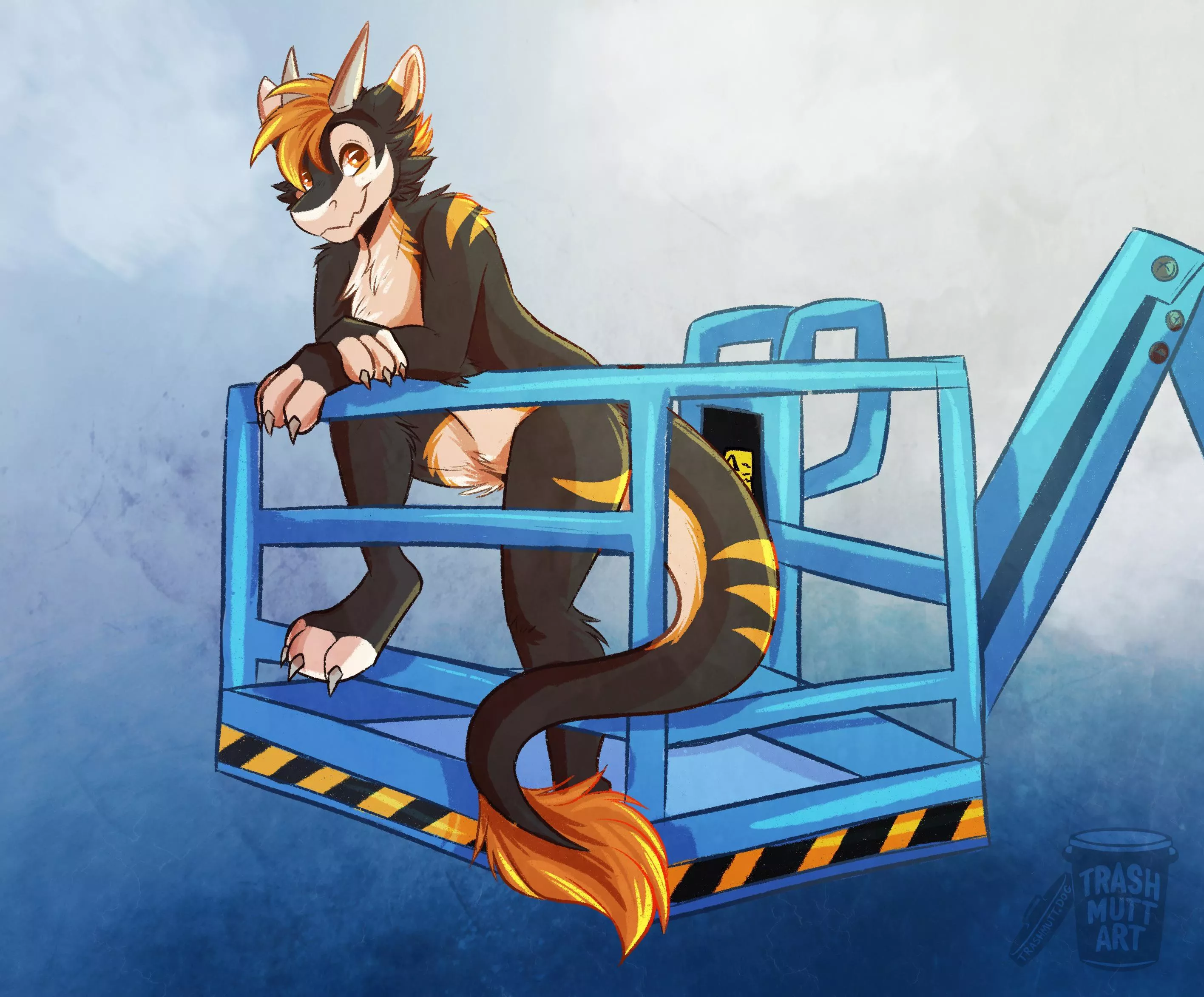 Dragon at Work 🚧 (art by me - TrashmuttArt on Twitter)