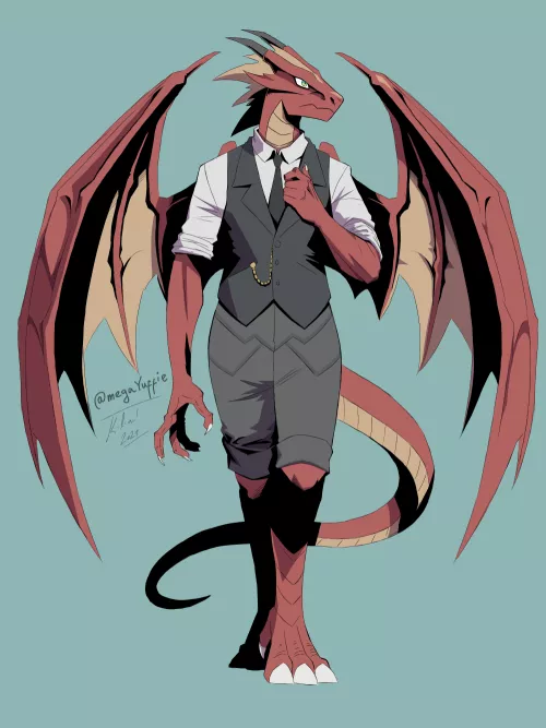 Dragon businessman for a planned dating sim game (My IG: @megaYuffie)