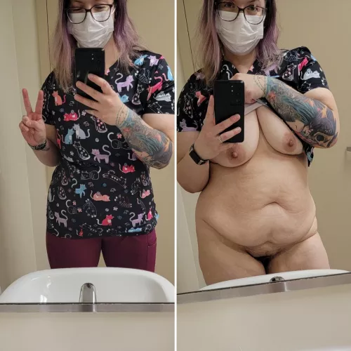 Dressed and undressed at work. Dressed and undressed at work.