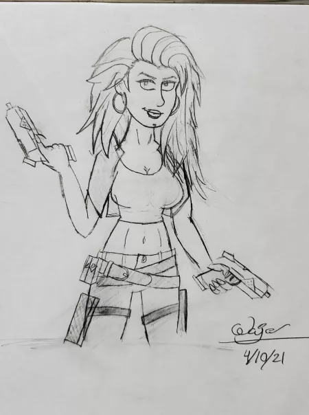 Drew art of Charlotte from that COD Carl's Jr. Ad