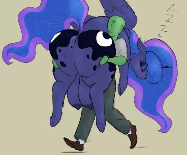 Drunk princess Luna gets carried home after a night out drinking with anon (Crazy water)