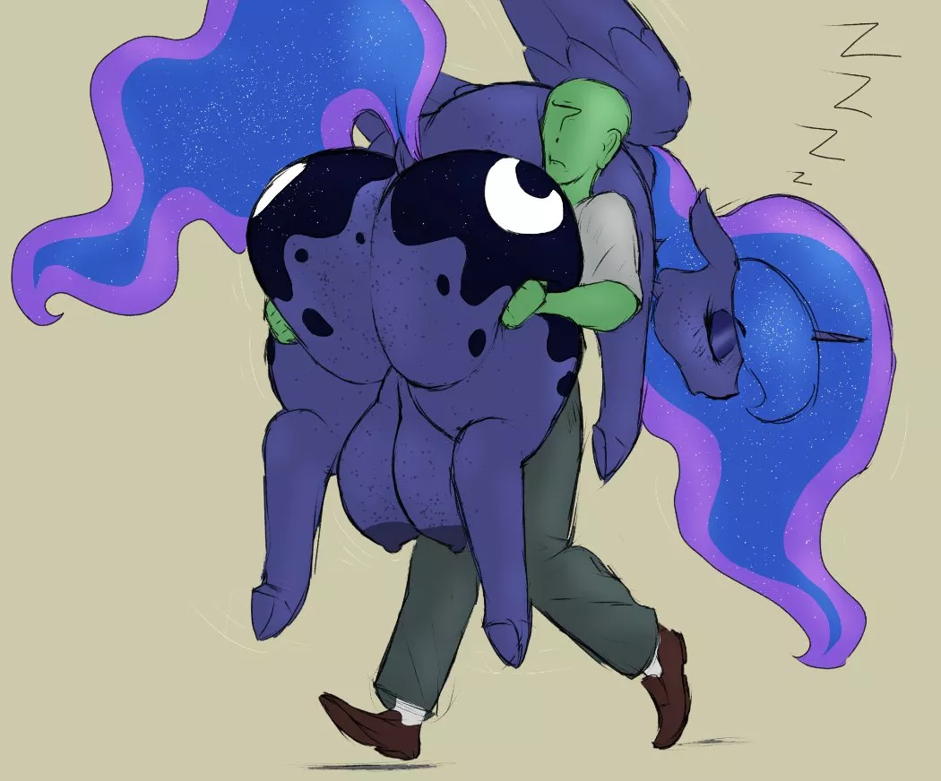 Drunk princess Luna gets carried home after a night out drinking with anon (Crazy water)