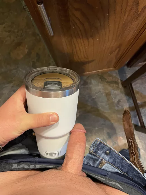 Early morning off duty dick with coffee