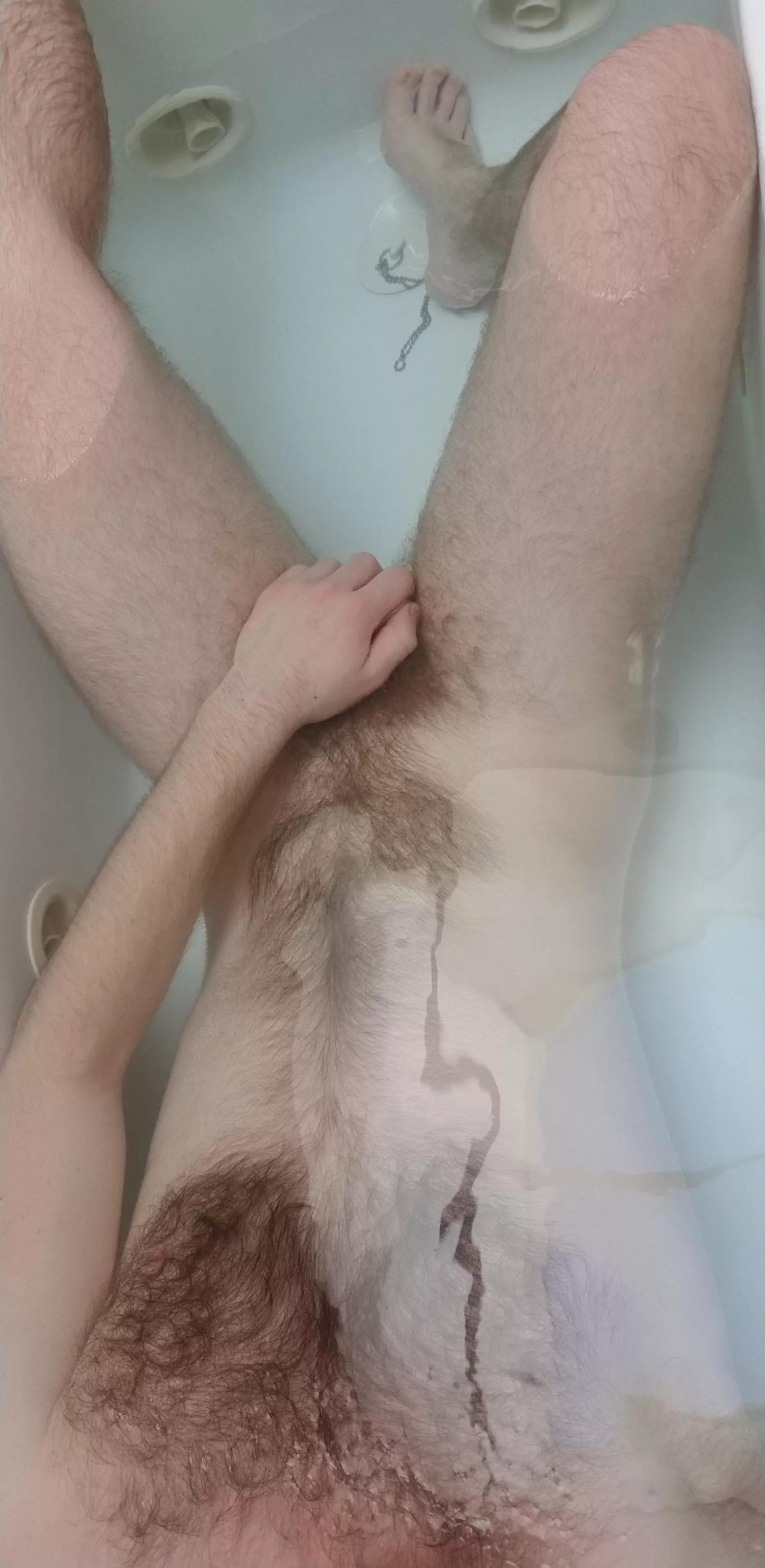 Easing the tension with a very hot bath.