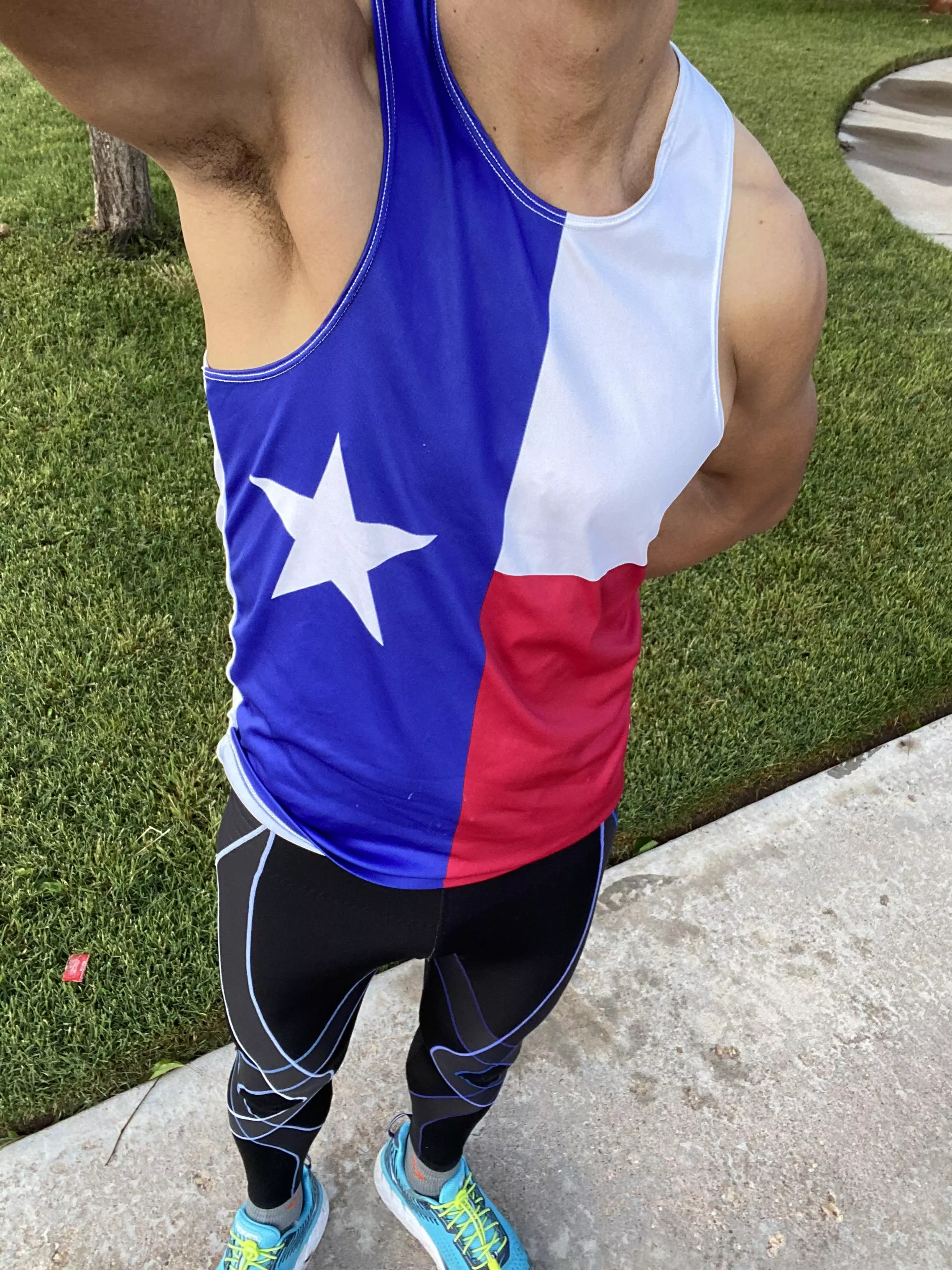 Easy 10 miles this morning. CWX tights with white team-approved jockstrap underneath Easy 10 miles this morning. CWX tights with white team-approved jockstrap underneath