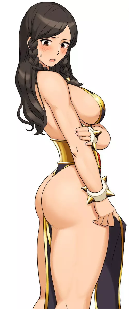 Embarrassed by her outfit