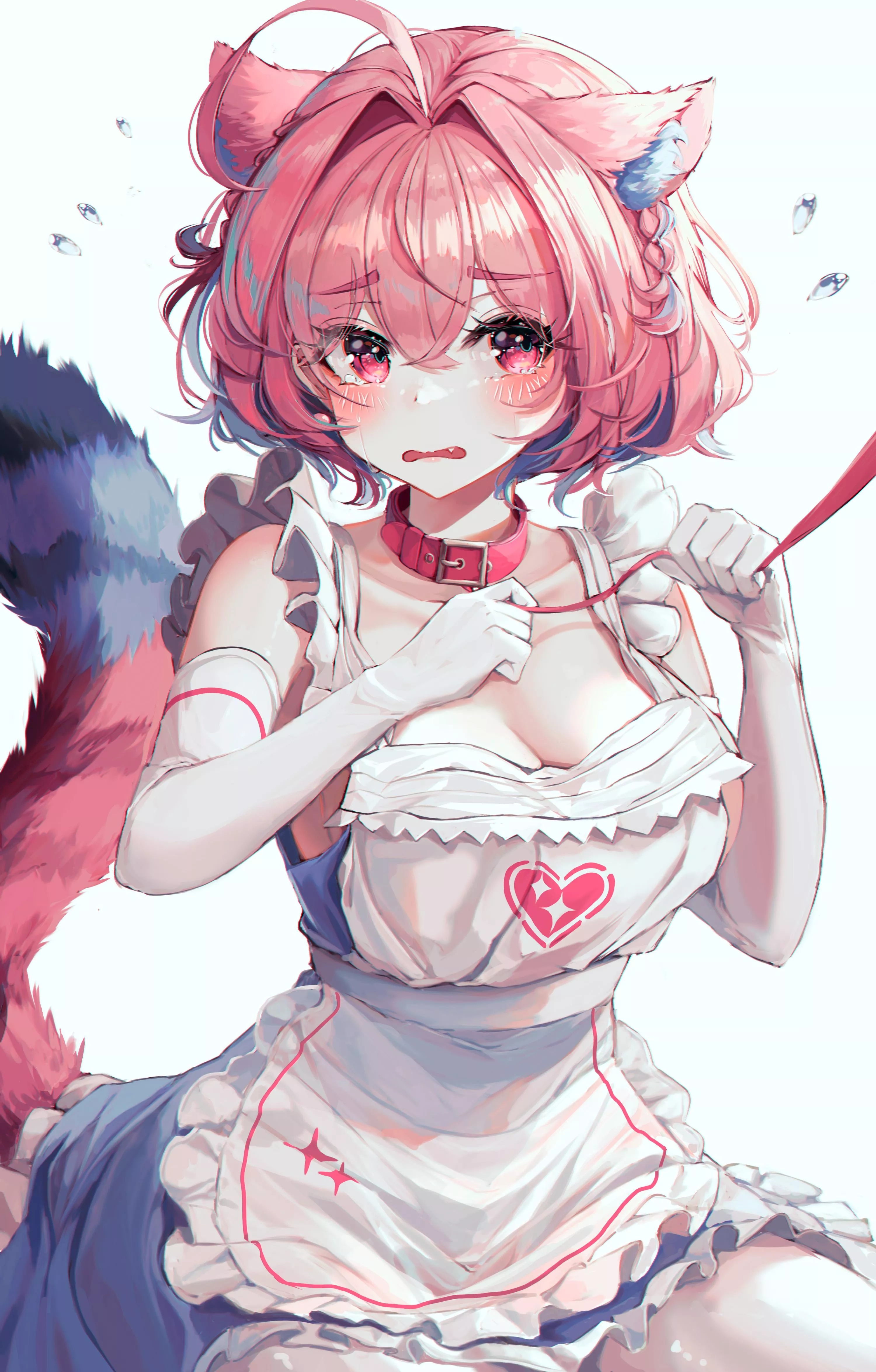 Embarrassed girl in maid costume Embarrassed girl in maid costume