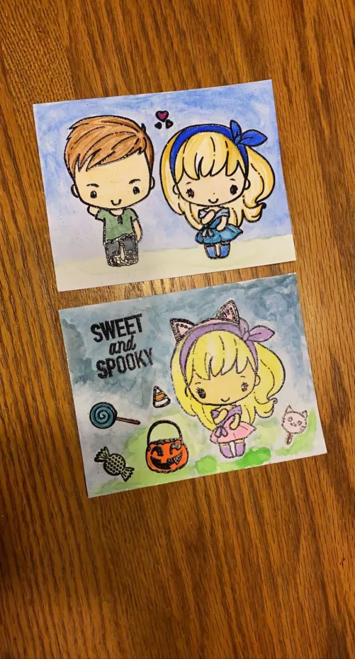 Embossed and painted these postcards for ddy today👩‍🎨🎨