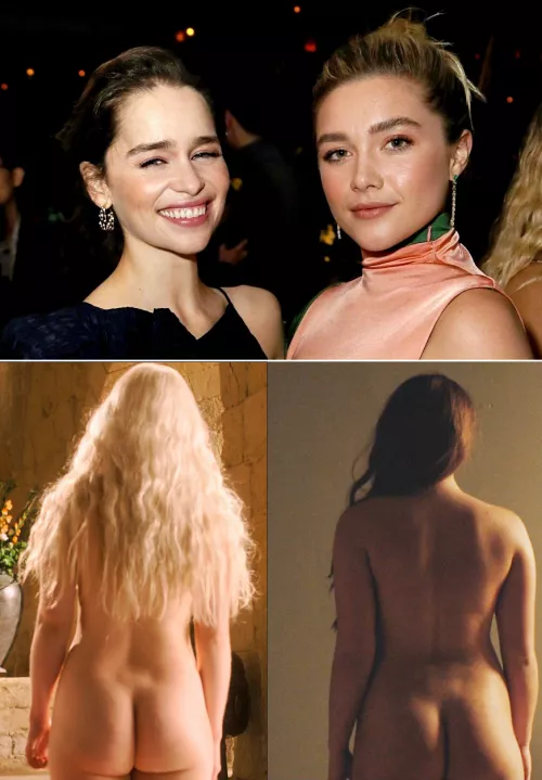 Emilia Clarke and Florence Pugh - ass twins. Emilia Clarke and Florence Pugh - ass twins.