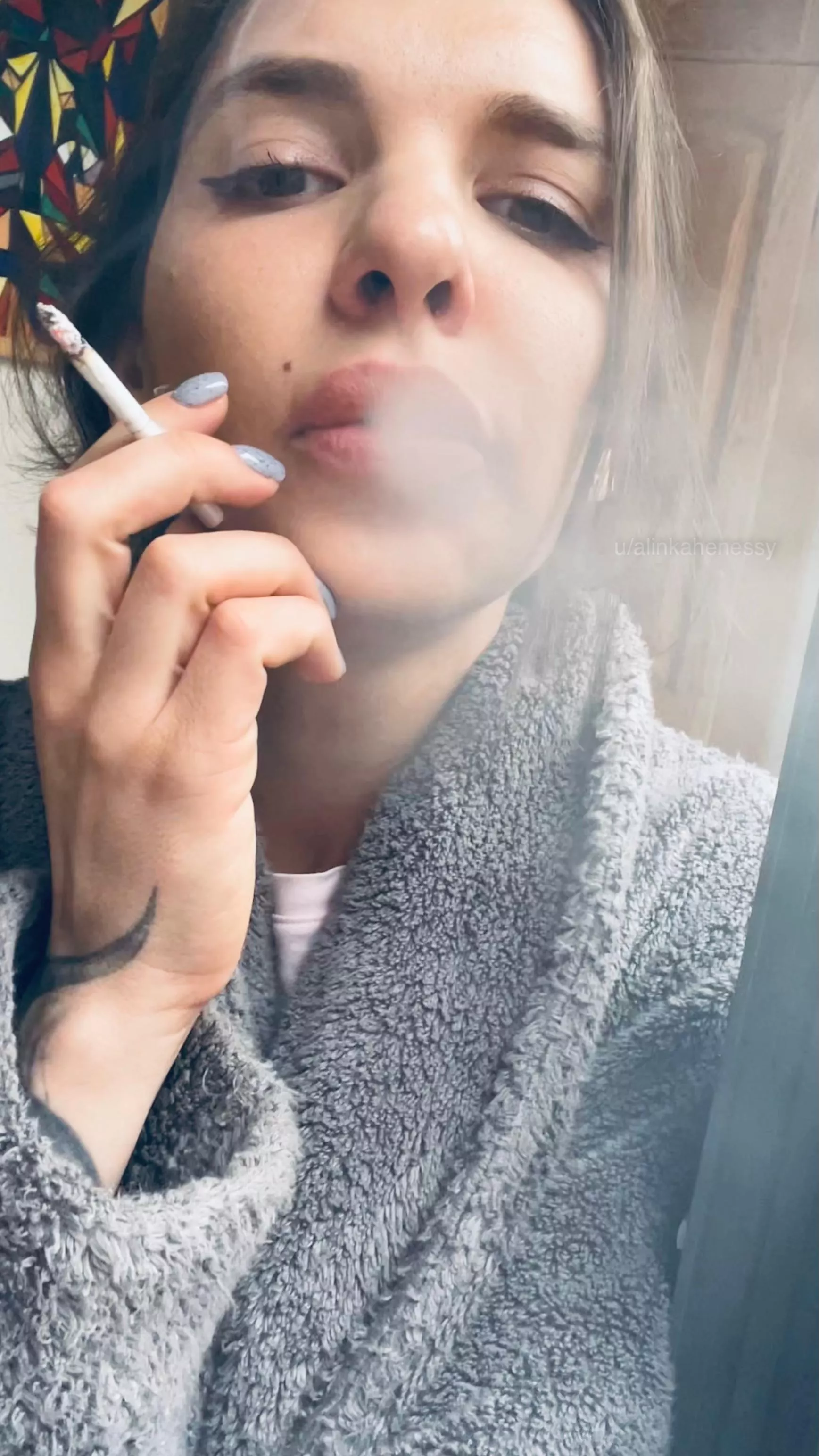 Enjoying my sexy slim cigarette Enjoying my sexy slim cigarette