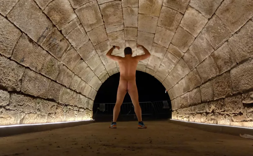 Enjoying the night. Tunnel of nude body Enjoying the night. Tunnel of nude body