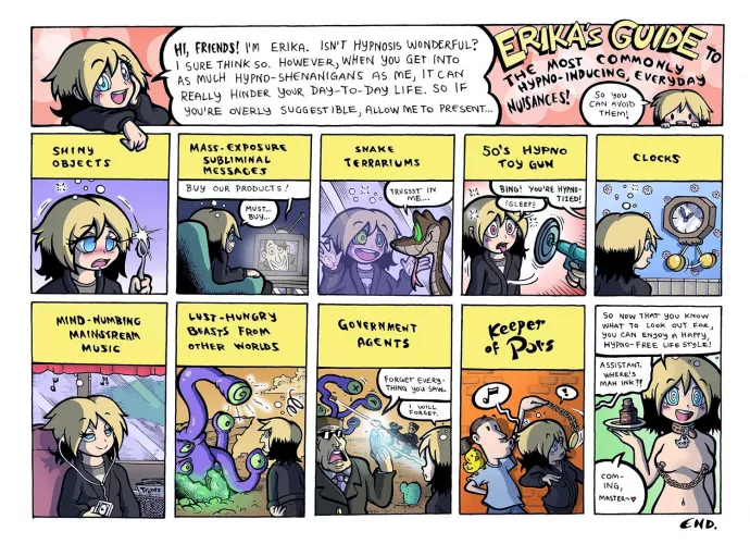 Erika’s guide to hypnosis (i don’t know artist)