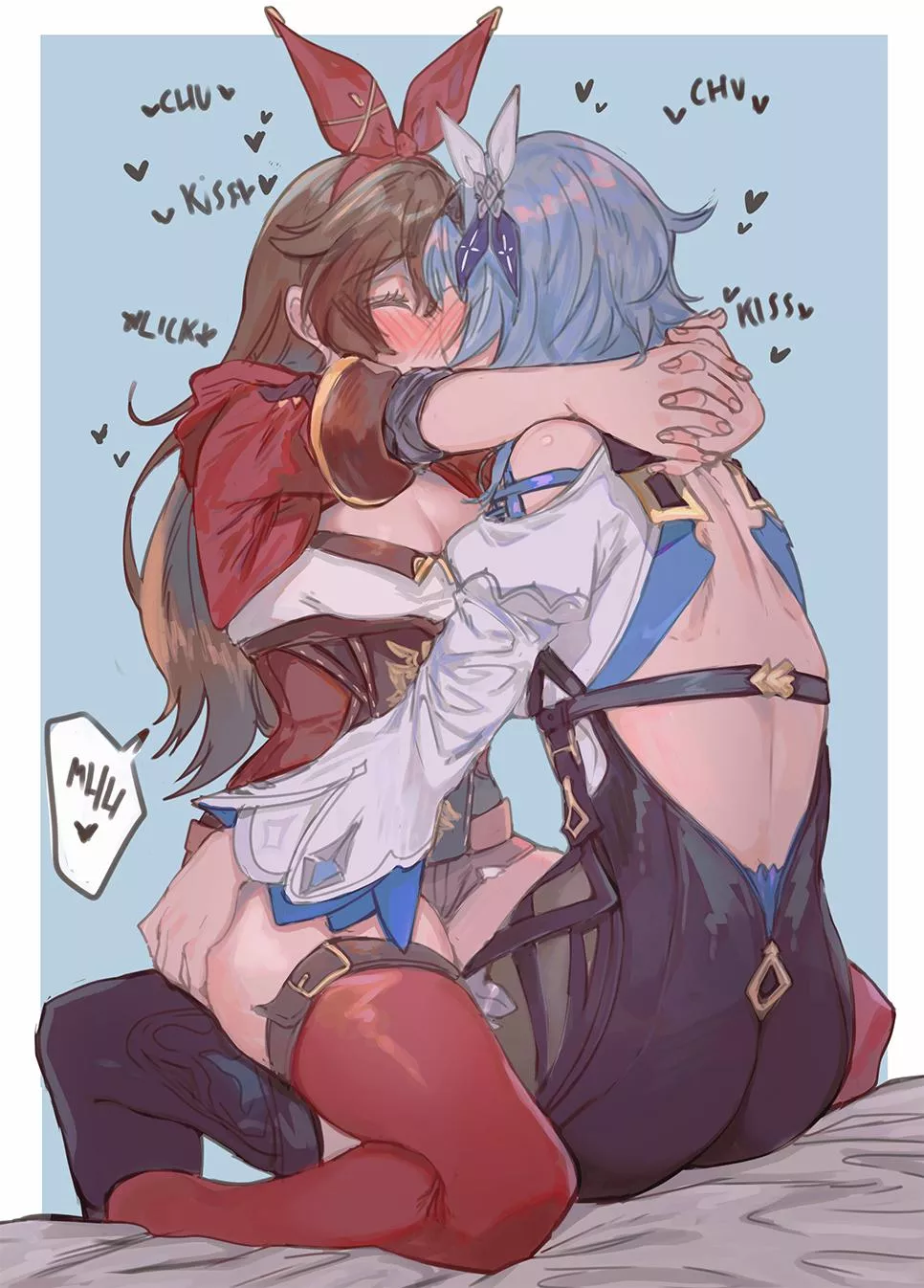 Eula and Amber kissing [Genshin Impact]