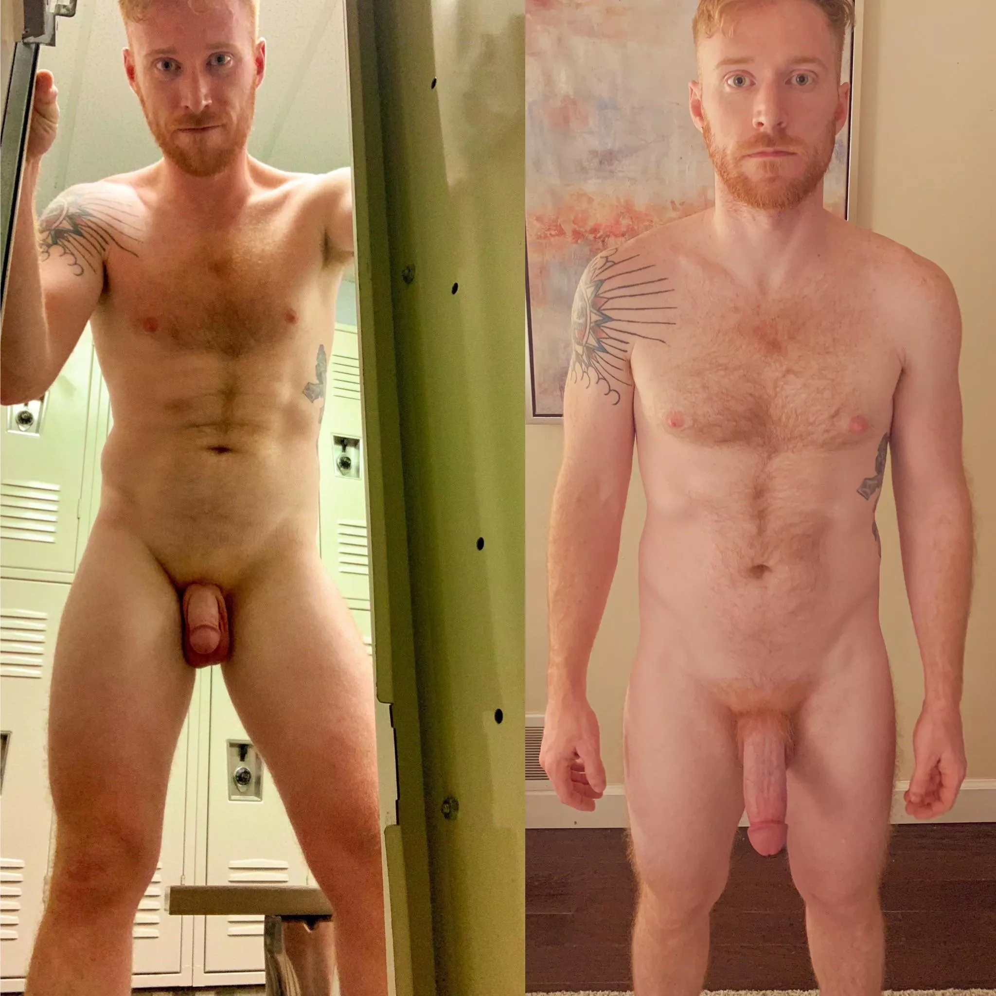 Everyone always asks about the locker room, here’s me soft and at home hard.