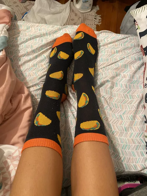Everything off. Socks stay