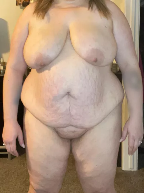 F30 5”7 300lbs. Terrified to post this. Just starting my post children journey and I’m down 5 whole pounds 😂. I blurred my tattoos for anon purposes