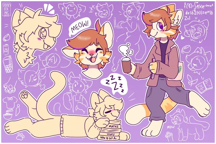 fashionable kitty! <sketchpage for founded, art by me @spookyfoxinc on twitter>