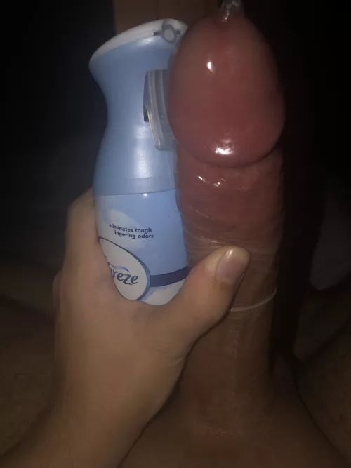 Febreze can + “large condom” comparison