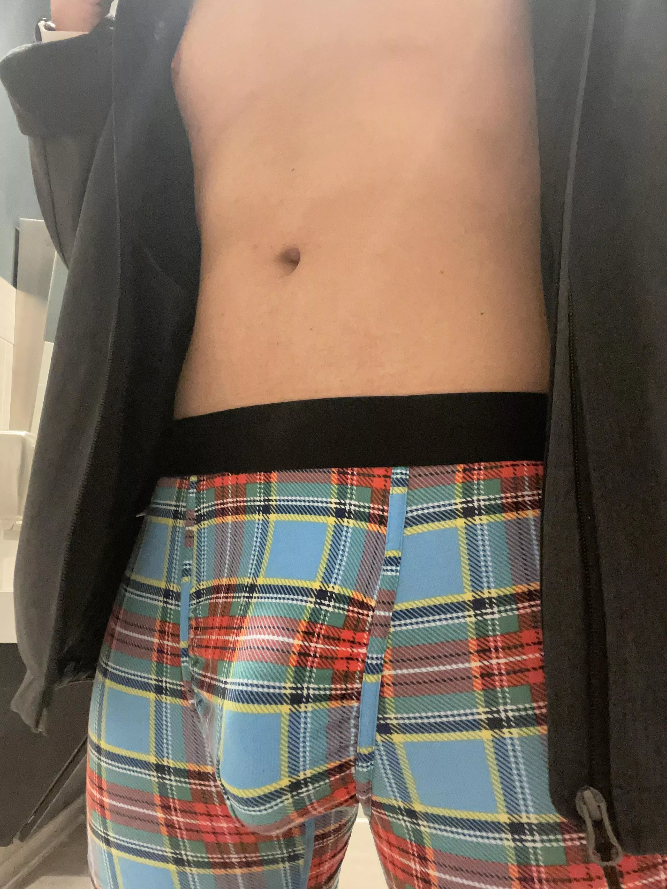 Feeling bulgy in the work bathroom