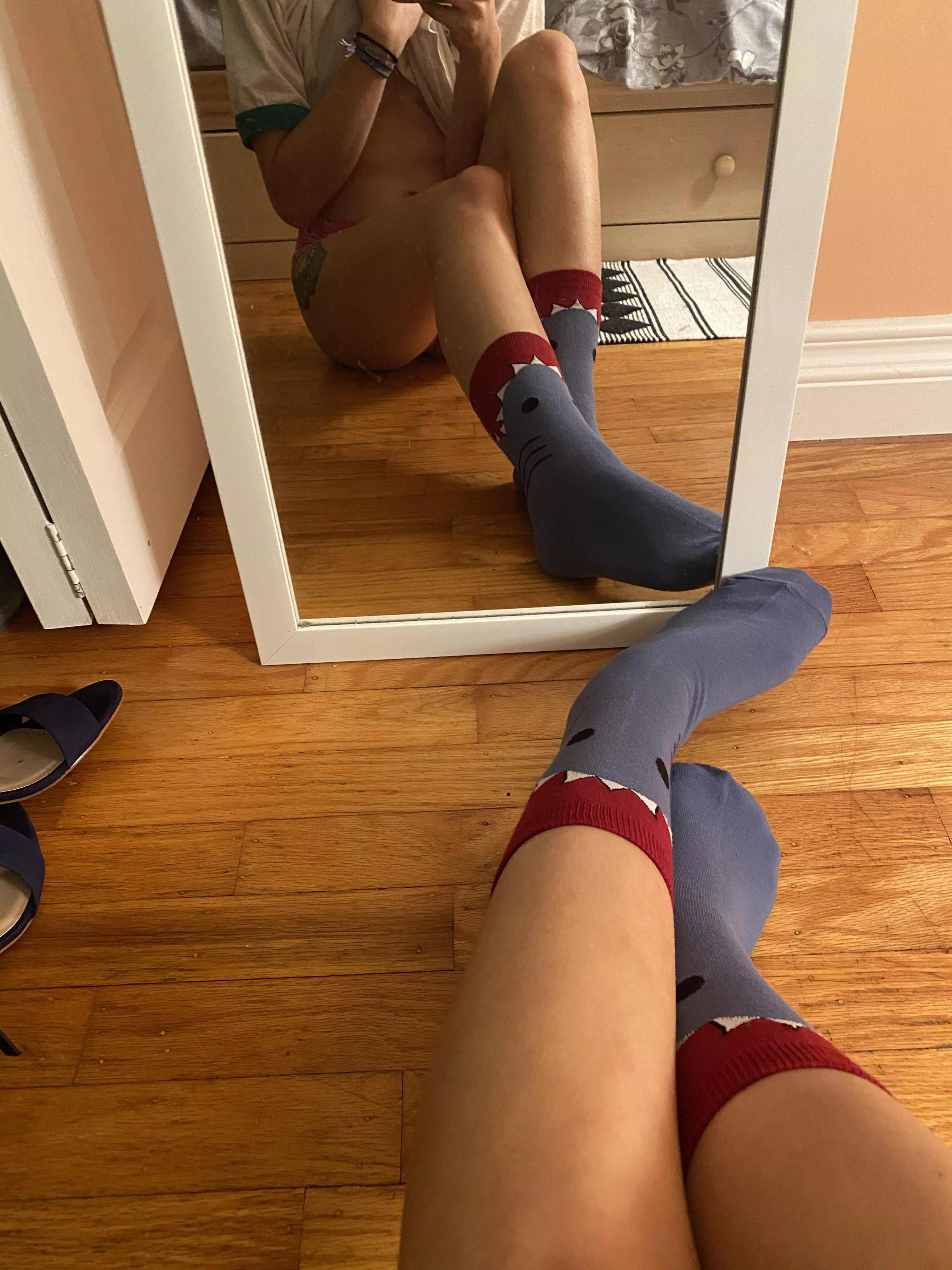 [female] cutest shark socks ever!